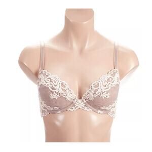 Wacoal 851322 Instant Icon Underwire Bra Lace Cafe Au Lait Plunge Sexy SZ 38DDD